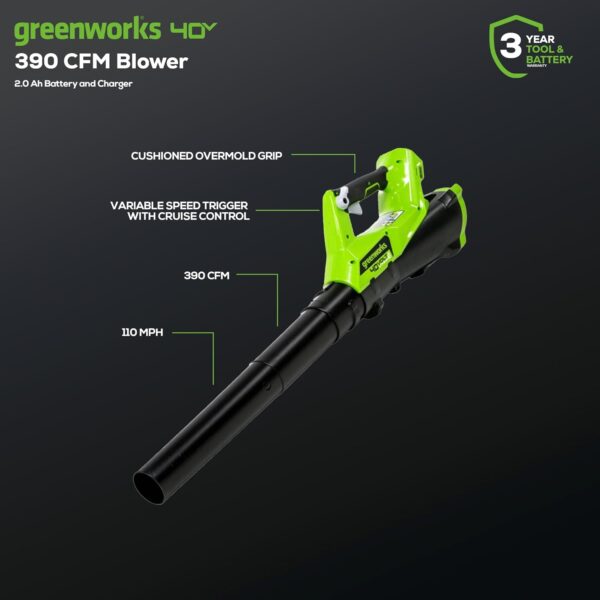 Greenworks 40V Lawn Care Combo Kit, Trimmer & Blower for Edging & Leaf Cleanup, 2.0Ah Battery & Charger (Gas-Free Yard Duo) - Image 16