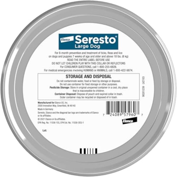 Seresto Large Dog Vet-Recommended Flea & Tick Treatment & Prevention Collar for Dogs Over 18 lbs. | 8 Months Protection - Image 8