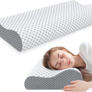 BlissTrends Cervical Pillow for Neck and Shoulder Pain Relief, Memory Foam Pillow for Sleeping, Contour Bed Pillow for Side, Back and Stomach Sleepers,Grey, Queen Size