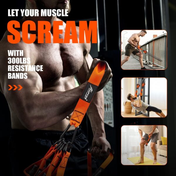 HPYGN Resistance Bands, Heavy Exercise Bands with Handles, Fitness Bands for Working Out, Workout Bands for Men, Weight Bands Set for Muscle Training, Strength, Slim, Yoga, Home Gym Equipment - Image 5