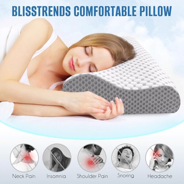 BlissTrends Cervical Pillow for Neck and Shoulder Pain Relief, Memory Foam Pillow for Sleeping, Contour Bed Pillow for Side, Back and Stomach Sleepers,Grey, Queen Size - Image 5