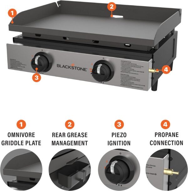Blackstone 1666 22” Tabletop Griddle with Stainless Steel Faceplate, Powder Coated Steel, Black - Image 6
