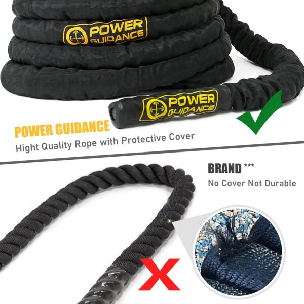POWER GUIDANCE Battle Rope, 1.5/2 Inch Diameter Poly Dacron 30, 40, 50Ft Length Exercise Equipment for Home Gym & Outdoor Workout, Battle Rope Anchor Included… - Image 2