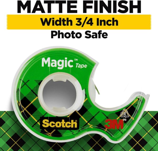 Scotch Magic Tape, 3 Dispensered Rolls, Numerous Applications, Invisible, Clear Tape Engineered for Repairing, 3/4 x 300 Inches - Image 2