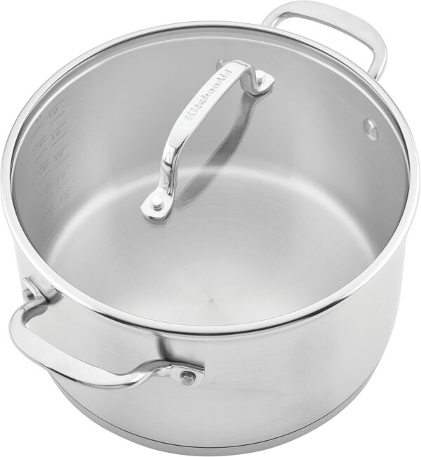 KitchenAid 3-Ply Base Stainless Steel Cookware Pots and Pans Set, 10 Piece, Brushed Stainless - Image 11