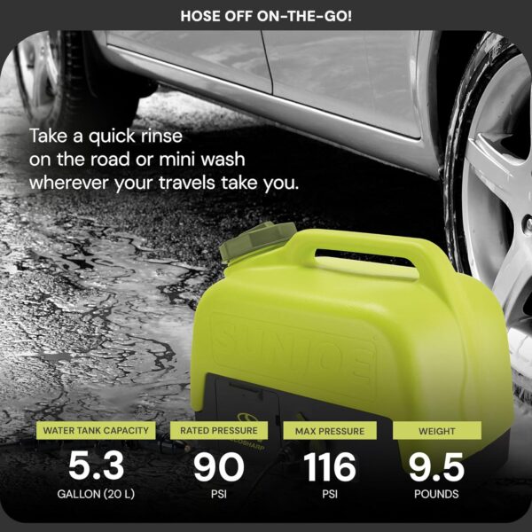 Sun Joe Cordless Portable Spray & Pressure Washer w/ Battery & Charger, 24V WA24C-LTE - Image 4