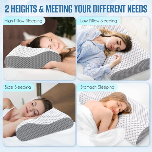 BlissTrends Cervical Pillow for Neck and Shoulder Pain Relief, Memory Foam Pillow for Sleeping, Contour Bed Pillow for Side, Back and Stomach Sleepers,Grey, Queen Size - Image 6