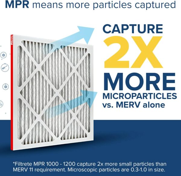 Filtrete 12x12x1 AC Furnace Air Filter, MERV 11, MPR 1000, Micro Allergen Defense, 3-Month Pleated 1-Inch Electrostatic Air Cleaning Filter, 6 Pack (Actual Size 11.81x11.81x0.81 in) - Image 7