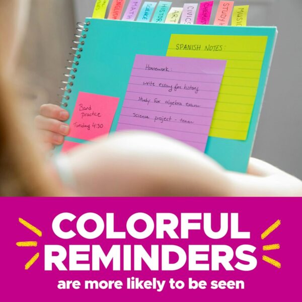Post-it Super Sticky Notes, 24 Sticky Note Pads, 3 x 3 in., School Supplies, Office Products, Sticky Notes for Vertical Surfaces, Monitors, Walls and Windows, Supernova Neons Collection - Image 5