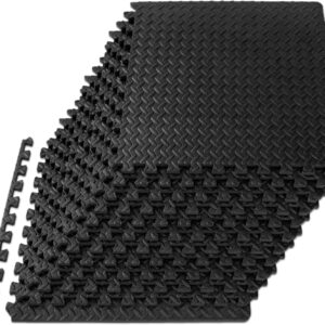 ProsourceFit Puzzle Exercise Mat ½ in, EVA Interlocking Foam Floor Tiles for Home Gym, Mat for Home Workout Equipment, Floor Padding for Kids, Brown, 24 in x 24 in x ½ in, 24 Sq Ft - 6 Tiles