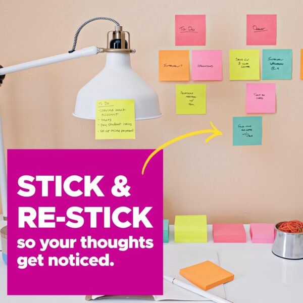 Post-it Super Sticky Notes, 24 Sticky Note Pads, 3 x 3 in., School Supplies, Office Products, Sticky Notes for Vertical Surfaces, Monitors, Walls and Windows, Supernova Neons Collection - Image 4